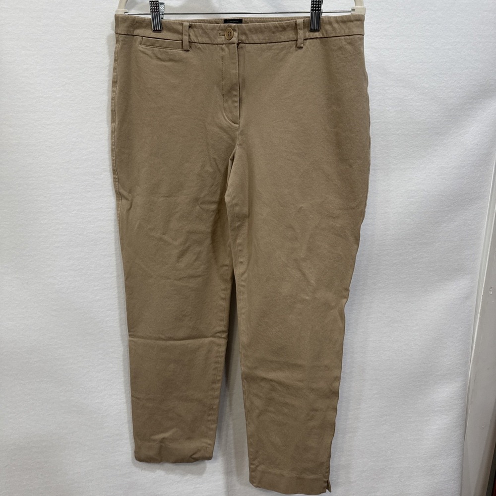 Talbots Pants Women's Size 10 Hampshire Khaki Tapered Front Button And Zip